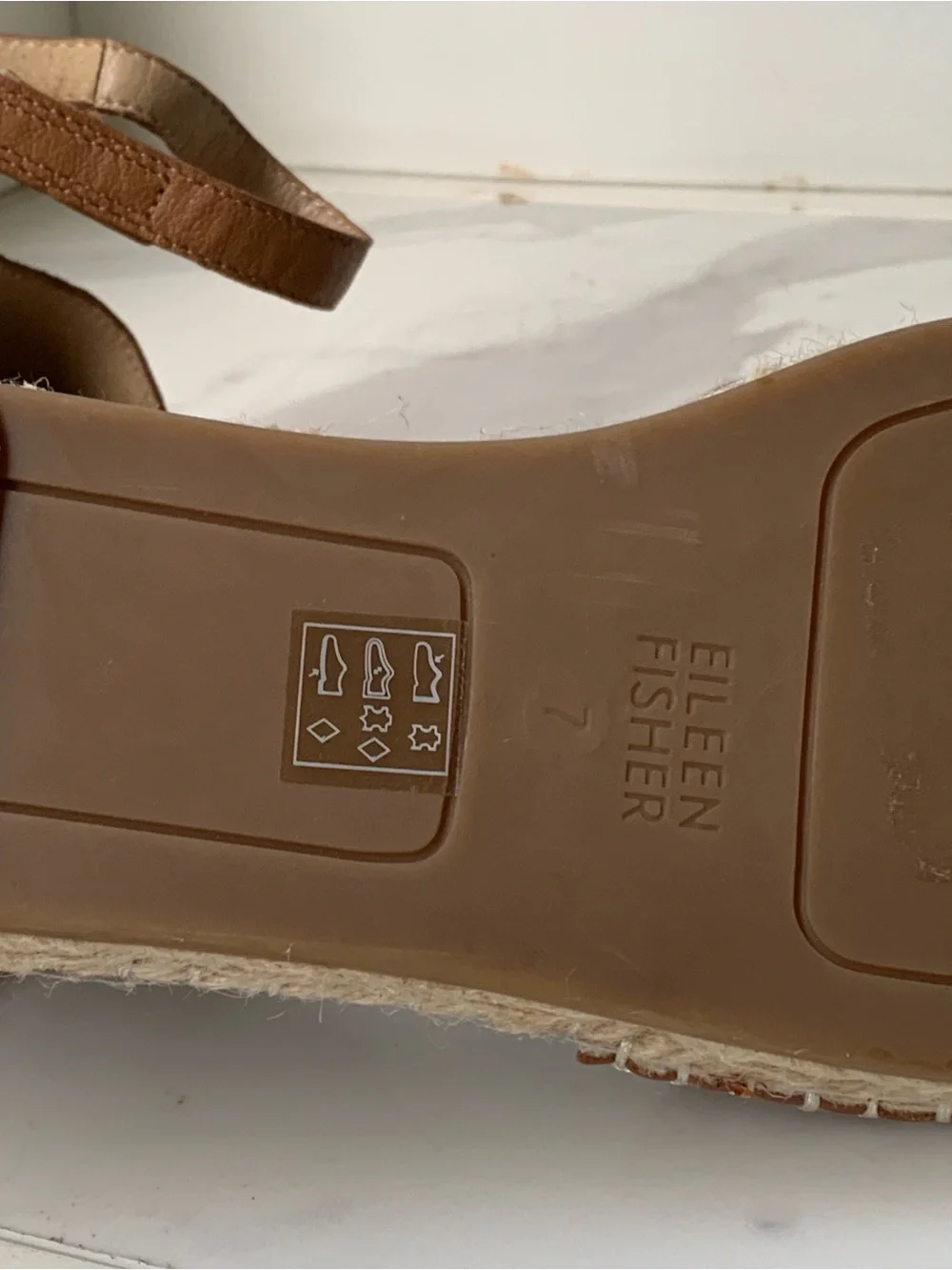 Eileen Fisher Brown Leather Espadrille Ankle-Strap Sandals